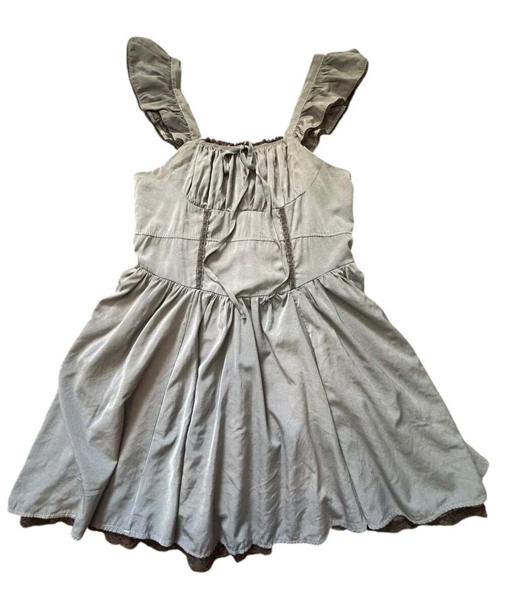 Passport Grey Ruffled Strap Babydoll Mini Dress XL